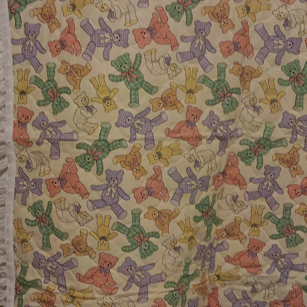Teddy Bear Baby Quilt 34" x 43" Vintage - Picture 7 of 8